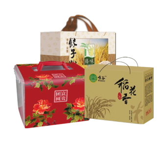 ①果园老农富贵团圆干果礼盒 ②唯谷稻花香大米礼盒 净重：5kg ③臻味有机全麦饺子粉